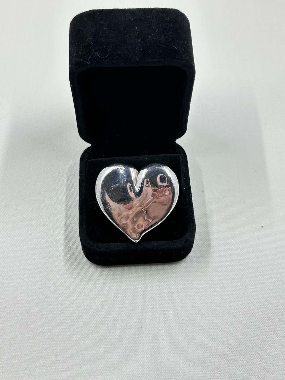 Vintage Sterling Silver Puffy Heart Statement Ring Made in Israel